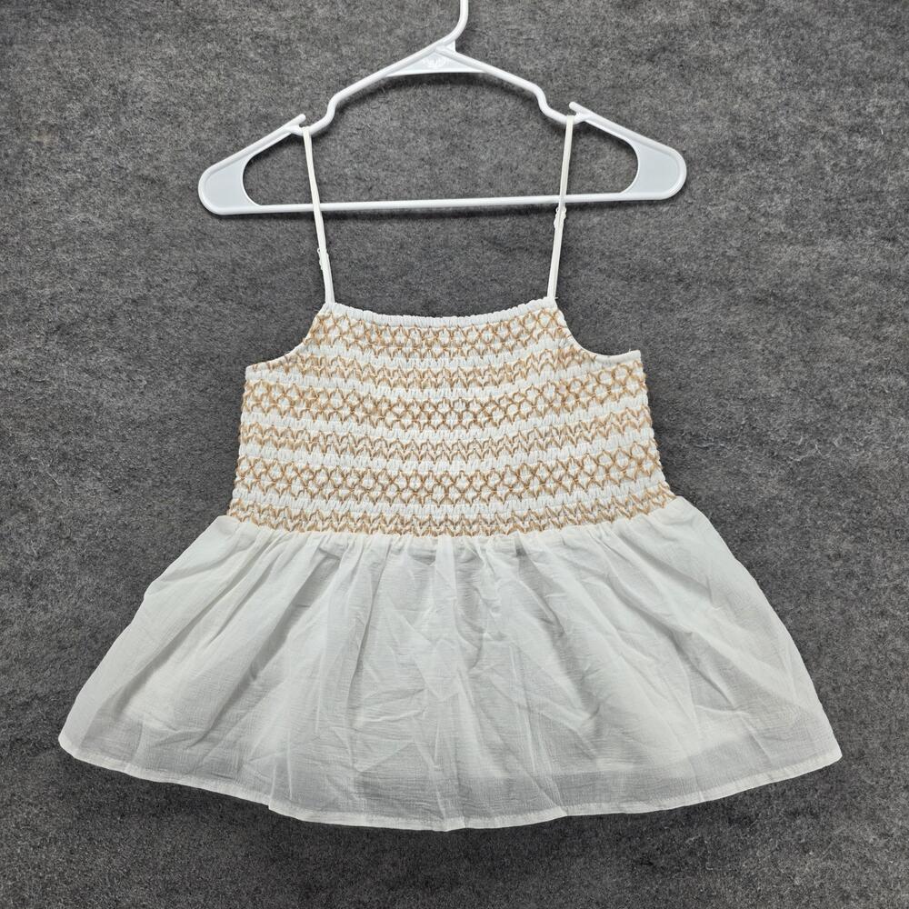 Francesca's Tank Womens S White Camisole Smocked Bodice Adjustable Strap Lined